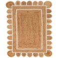 thumbnail image 1 of SVI Rug Scallop Pattern Jute Bohemian Area Rug (Off White, 2'6"x8'), 1 of 4