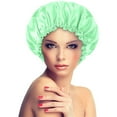 thumbnail image 1 of Satin Bonnet Sleeping Cap Double Layer Elasticated Trim Soft Night Hat for Woman, 1 of 3