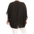 thumbnail image 4 of MOA COLLECTION Women's Plus Size Solid Dolman Sleeve Draped Open Front Chiffon Cardigan, 4 of 4