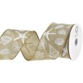 thumbnail image 2 of HOMEFORD Summer Stamped Beach Icons Faux Linen Wired Ribbon, 2-1/2-inch, 10-yard, Natural, 2 of 3