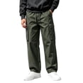 thumbnail image 6 of DYTTDG Men’s Drawstring Cargo Pants, Elastic Waist Full Length Straight Leg Trousers with Multi Pockets, Solid Color Casual Wear for Daily Walking & Outdoor, 6 of 8