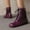 Purple, variant on FRSASU Women's Fashionable Casual Versatile Cool and Stylish Winter Round Toe Lace-Up Fashion Flat Ankle Boots Black