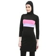 thumbnail image 4 of EeaseMX Traje de baño deportivo de dos piezas de manga larga para mujer, ideal para playa, surf y natación (negro, rosa y verde, talla XL)., 4 of 8