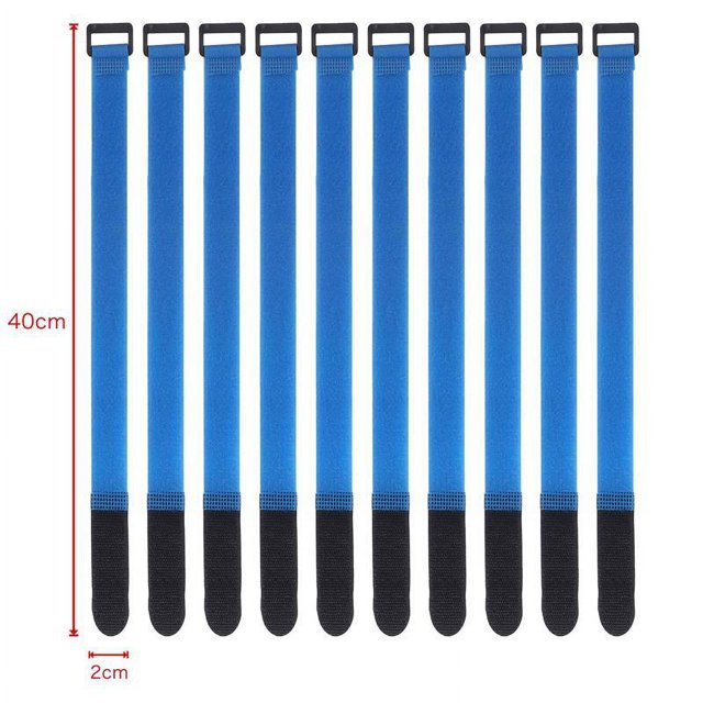 Ruban Magique 10 Pcs Crochet Réutilisable Sangles en Nylon Ruban de Fixation Réversible Auto-Adhésif Attaches de Câble Lot Attaches Fixes 1500772-Longueur 40cm Largeur 2cm