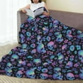thumbnail image 6 of Honeii Skull Flower Blue Print Fleece Blanket - Throw Blanket for Bed, Sofa, Couch, Camping, and Travel , Microplush Ultra Soft Warm Blanket-50"x40", 6 of 7
