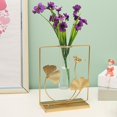thumbnail image 4 of fastboy Modern Hydroponic Glass Vase Metal Frame Terrarium for Desktop Decoration Gold Square 1Set, 4 of 6