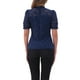 thumbnail image 3 of INSPIRAR CHIC Top de Encaje Floral para Mujeres con Cuello Mock, Manga Corta Abullonada, Blusa Elegante de Encaje Talla XS Azul Oscuro, 3 of 6