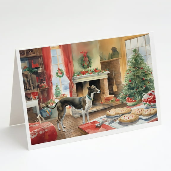 Greyhound Christmas Cookies Greeting Cards Pack of 8 7 in x 5 in