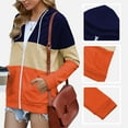 thumbnail image 3 of SWQZVT Womens Hoodies Full Zip Up Long Sleeve Tops Lightweight Hooded Sweatshirts Fall Winter Tops Coat Color Block Fashion Pockets Jacket Trendy Orange Size XL, 3 of 7