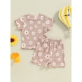 thumbnail image 6 of AceBaby Toddler Baby Girl Summer Outfit Daisy Print T-Shirt and Short 2Pcs Clothes Set for Kids at 0-5Y, 6 of 9