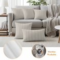thumbnail image 6 of Light Brown Striped Outdoor Waterproof Pillow Covers, Modern Abstract Art Geometric Stripes Decorative Square Throw Pillowcase Sofa Cushion Sham for Patio/Couch/Chair, 20"x20" 2 Pack, 6 of 8