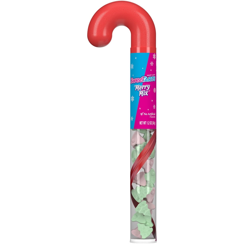 SWEETARTS Merry Mix Filled Mini Candy Cane 1.2 oz, Box of 24