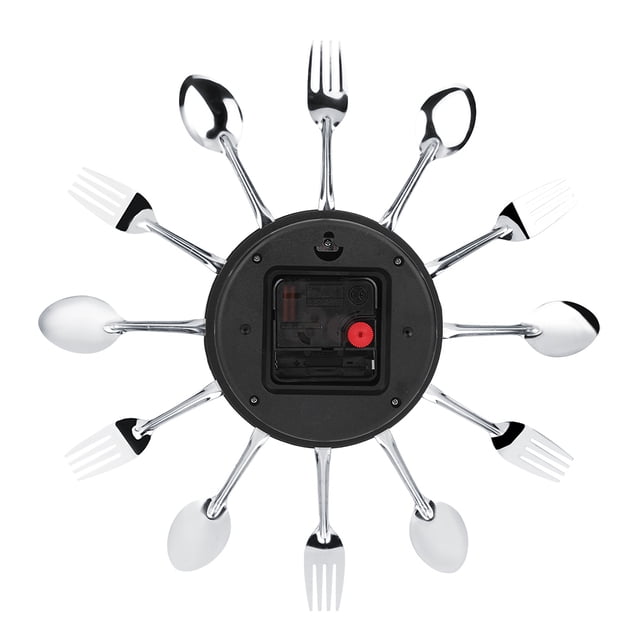 Wall Clock Spoon, Noiseless Stainless Steel Cutlery Clock Knife And Fork Spoon Wall Clock Kitchen Decoration Round Wall Clock Wall Clock Spoon Wall Clock Cutlery Clock Knife And