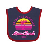 Inktastic Summer Enjoy the Sunshine Miami Beach Florida in Pink Boys or Girls Baby Bib