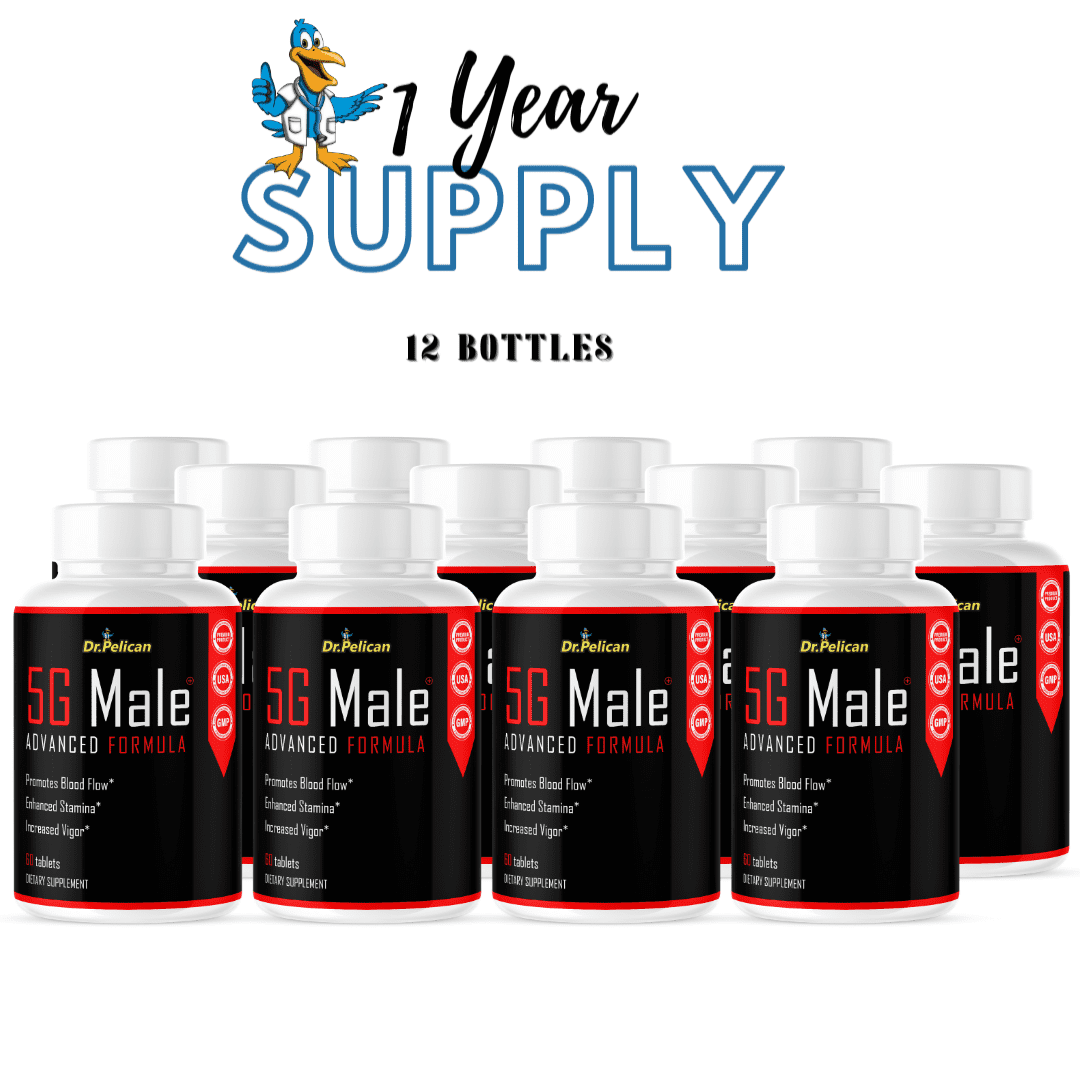 5G Male Advanced Formula- Stamina & Vigor Support- 12 Bottles- 720 Tablets - Dr.Pelican