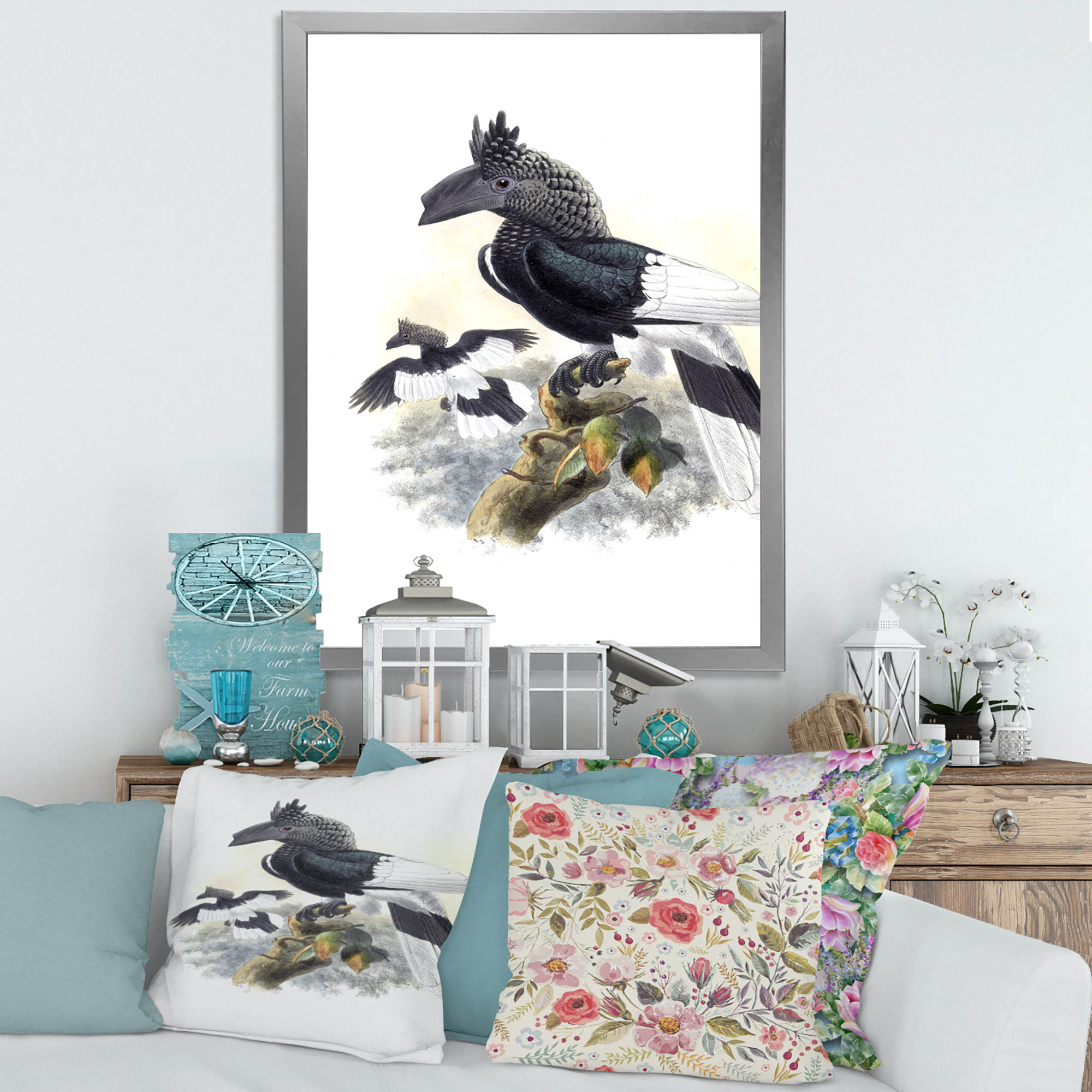 Designart 'Ancient Australian Birds XVI' Traditional Framed Art Print