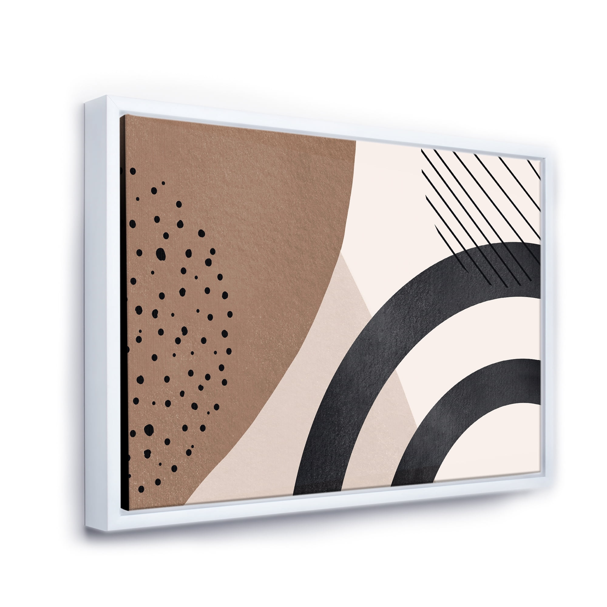 Designart 'Abstract Ivory Shapes and Shapes in Terracotta III' Modern Framed Canvas Wall Art Print