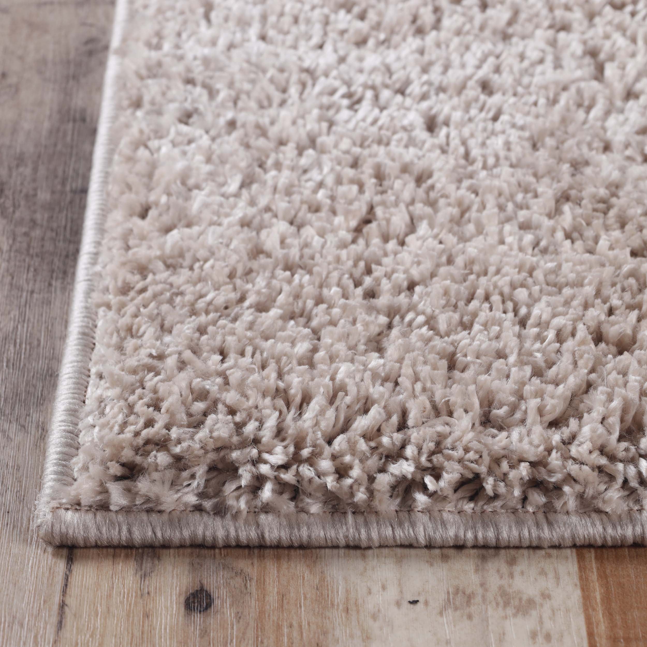 BNM Solid Indoor Shag Runner or Area Rug, 5' x 8', Beige