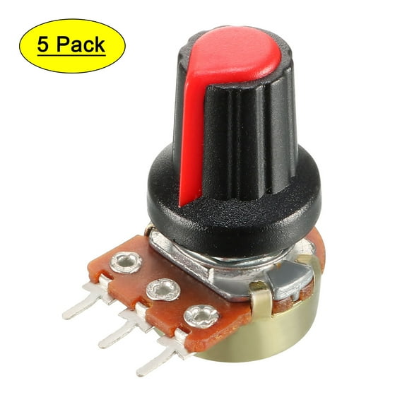 Uxcell 5packs 1K Variable Resistors Single Turn Carbon Film Taper Potentiometer w Knobs