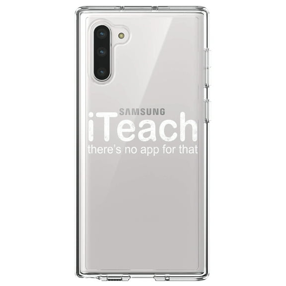 DistinctInk Clear Shockproof Hybrid Case for Samsung Galaxy Note 10 (6.3" Screen) - TPU Bumper Acrylic Back Tempered Glass Screen Protector - iTeach There's No App for That