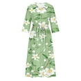 thumbnail image 4 of WFJCJPAF 2025 New Product Autumn Dresses for Women under $10 Black,Women's Summer Printed Fashion Three-quarter Sleeve Turndown Collar Dress - Army Green M, 4 of 5