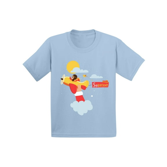Awkward Styles Pilot Birthday Toddler Shirt Airplane Birthday Tshirt 5th Birthday Party Pilot Gifts for 5 Year Old Cute Birthday Girl Shirt Pilot Birthday Tshirt for Boys 5 Year Birthday Party