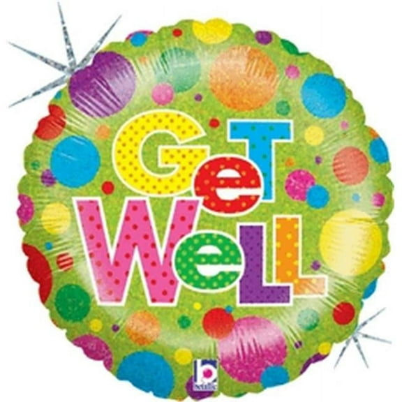 Betallic 48521 18 in. Lots A Dots Get Well Flat Foil Balloon