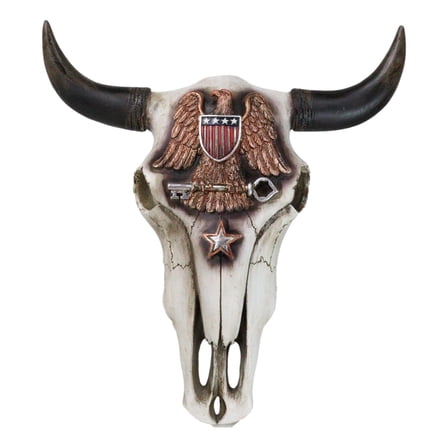 Western Patriotic USA Flag Army Branch Eagle Key Emblem Cow Skull Wall Decor