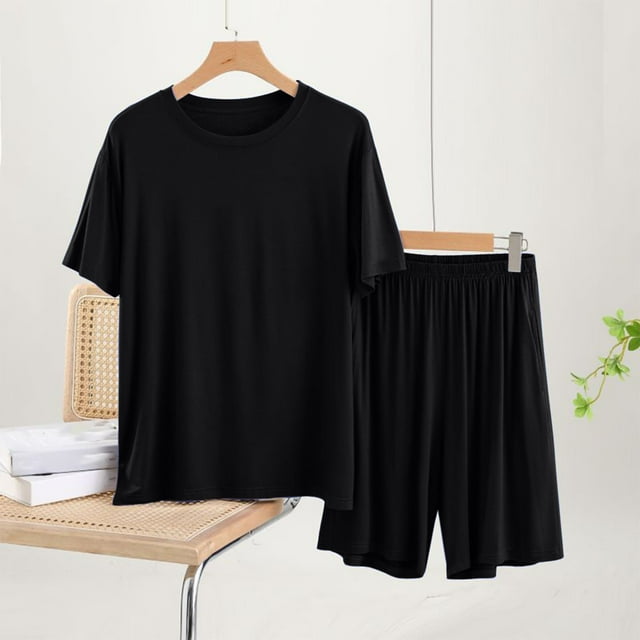 Pijama fino para hombre, conjunto de pijama para estar en casa, pantalones cortos holgados de manga corta, conjunto de pijama para hombre, conjunto de dos piezas