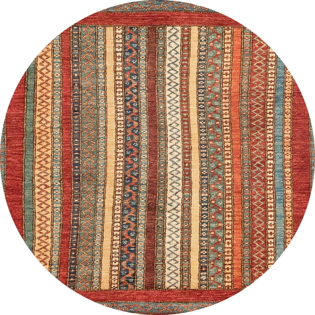 Ahgly Company Tapis d'Intérieur Ronds Abstraits Rouges Abstraits pour Aire, 6 Pieds Rond