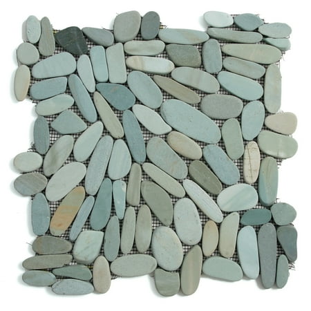 White Pebble Tile - Solistone Kuala 12 in. x 12 in. Honed Pebble Mosaic Floor and Wall Tile, Case of 10