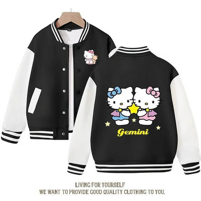 Sanrio Hello Kitty Cinnamoroll Jacket Kuromi Overcoat Woman Jacket Spring Autumn Kids Loose Sports Baseball Uniform Clothes Gift