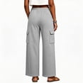 thumbnail image 6 of Guluxicc Womens Cargo Pants with Multi Pocket Drawstring Elastic Waist Long Wide Leg Trousers Summer Casual Outfits, 6 of 7