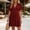 *Wine, variant on ClodeEU Women's V Neck Smocked Short Sleeve Mini Dress,Summer Casual Loose Fit Vacation Dress Army Green,Women's Plus L