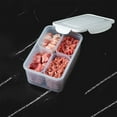 thumbnail image 1 of Four Compartment Refrigerator Storage Box Divided Veggie Tray With Lid Stackable Vegetable Storage Meat Fresh-Keeping Box, 1 of 7
