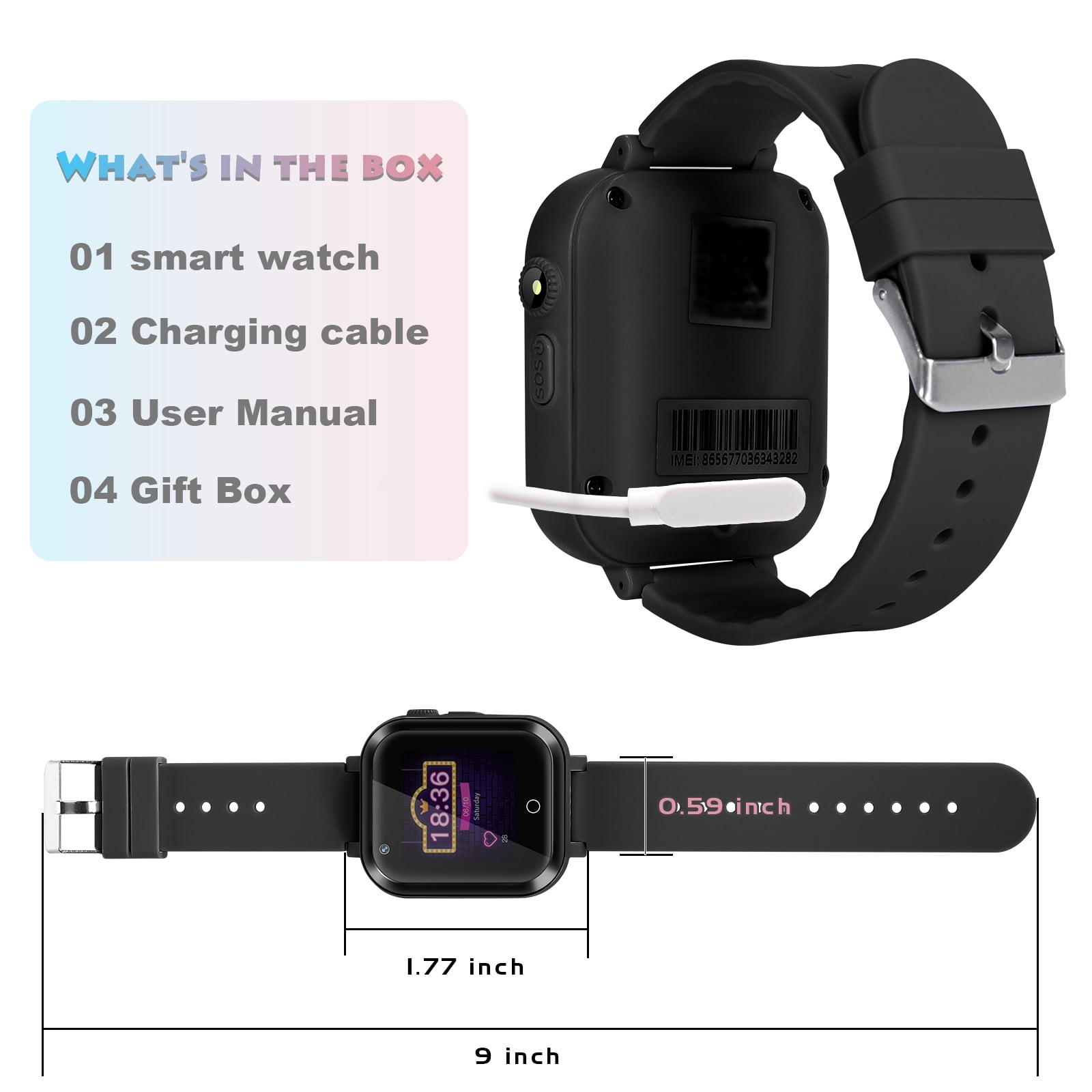 T16 4G Kids Smartwatch with GPS Tracker Texting and Calling,Smart Watch for  Kids,2 Way Call Camera Voice & Video Call SOS Alerts Smart Watch Smartphone  Cell Phone Wrist Watch,4-12 Years Girls GiftsC 