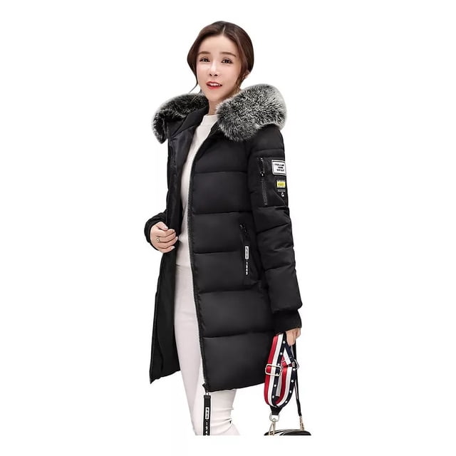 Chaqueta De Mujer De Algodón Cálido Con Cuello De Piel Moda