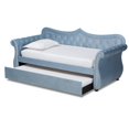 thumbnail image 2 of Baxton Studio Taille Double Velours Bleu Clair Touffeté Lit de Repos avec Gigogne, 2 of 12