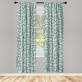 thumbnail image 2 of Ambesonne Spring Curtains, Cartoon Cherries Flowers Art, Pair of 28"x84", Pale Fuchsia Mint Green, 2 of 4