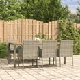thumbnail image 1 of vidaXL 7 Piece Garden Dining Set with Cushions Grey Poly Rattan, 1 of 5