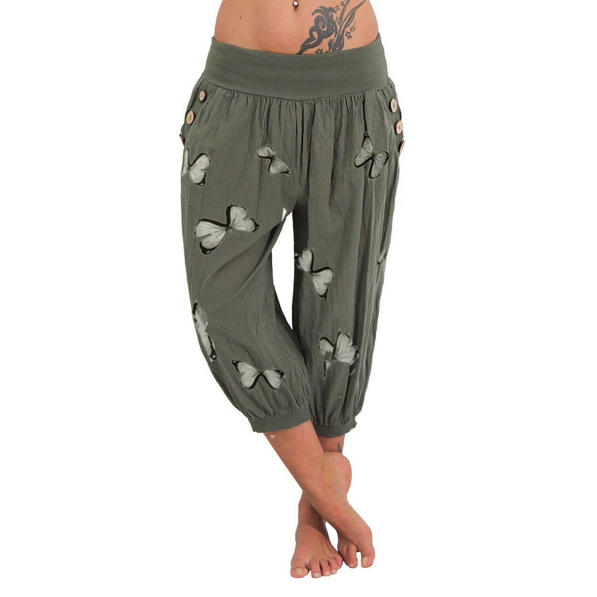 Lovaru Women Butterfly Printed Capri 