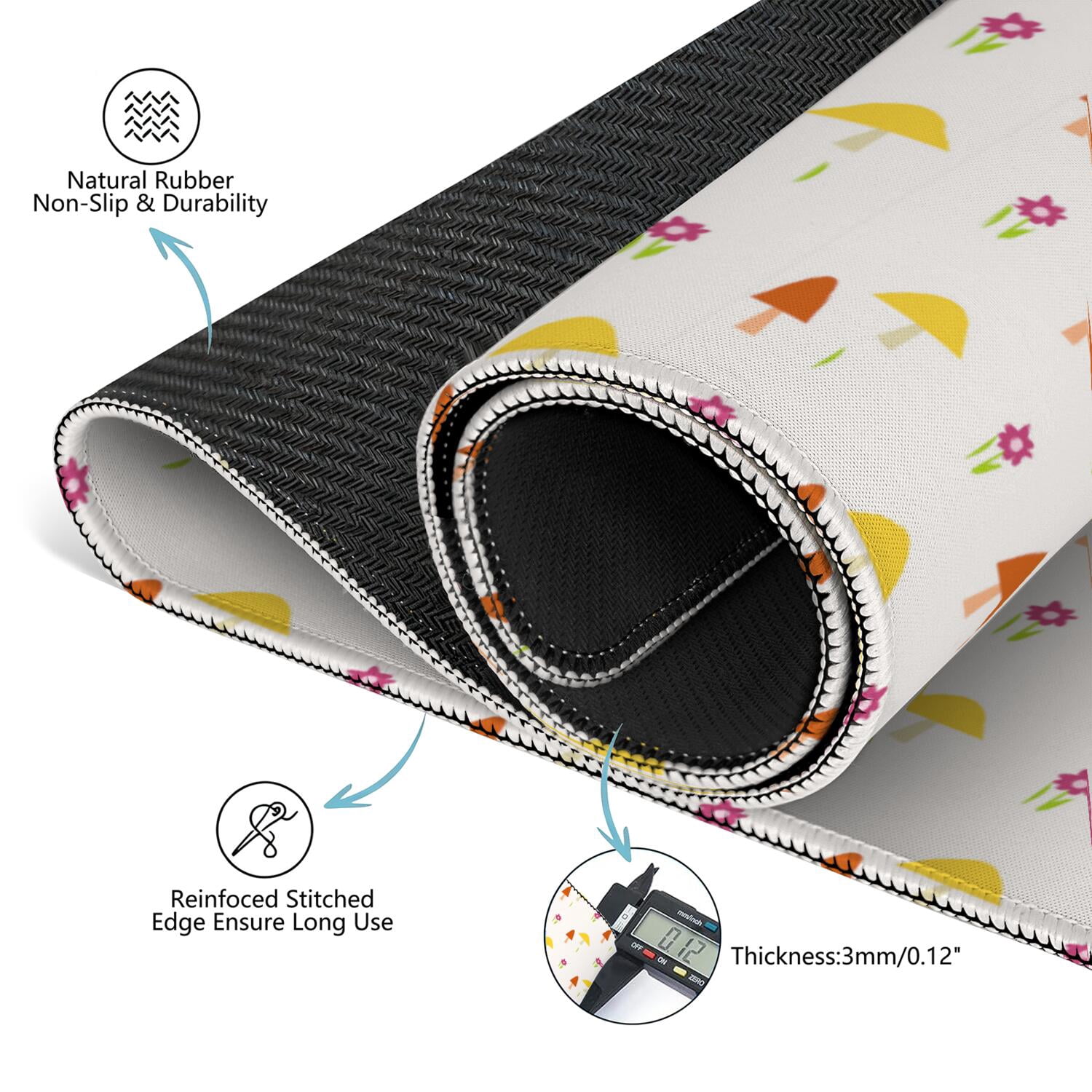 Large Square Plants Style Mat 31.5x31.5 Inches Made of High Quality Rubber with Anti-Slip Properties and Noise Reducing Technology for Card Games