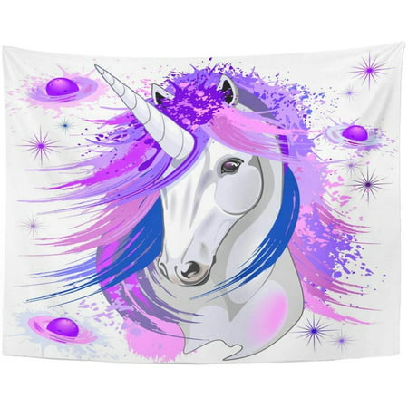 Tapestry Wall Hanging Horse Unicorn Spirit Pink Purple Ultraviolet Mythical  Creature Animal Beautiful 60