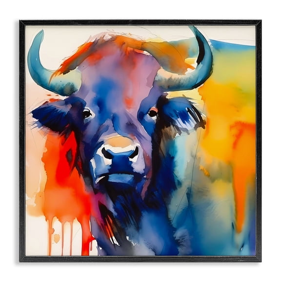 Stupell Industries Contemporary Abstract Vivid Cattle Black Framed Giclee Art, 12 x 12, by Walker Noble