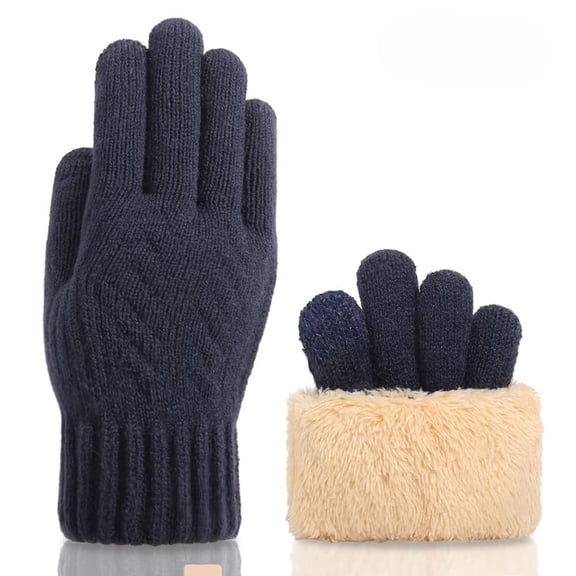 Women's Fleece Lined Jacquard  Knit Gloves with Touch Screen Capability