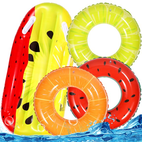 FiGoal 4 Pack Summer Swimming Float Multicolor Surf Board Swimming Pool Ring Inflatable Boogie Boards Summer