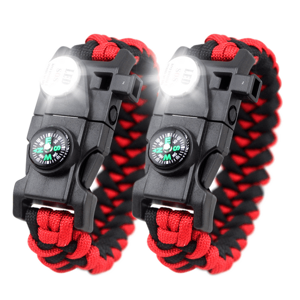 FlyFlise 2 Pack Survival Paracord Bracelet - Ta Emergency Gear Kit
