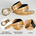 thumbnail image 4 of Punplita Women Belt Western Belts for Dresses Jeans Pants Embossed Buckle Khaki Belt Gift, 4 of 9
