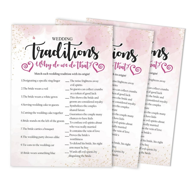 Inkdotpot Watercolor SplashWhy Do We Do That 50-Pack Bridal Wedding ShowerGameBachelorette Party ActivityGameCards