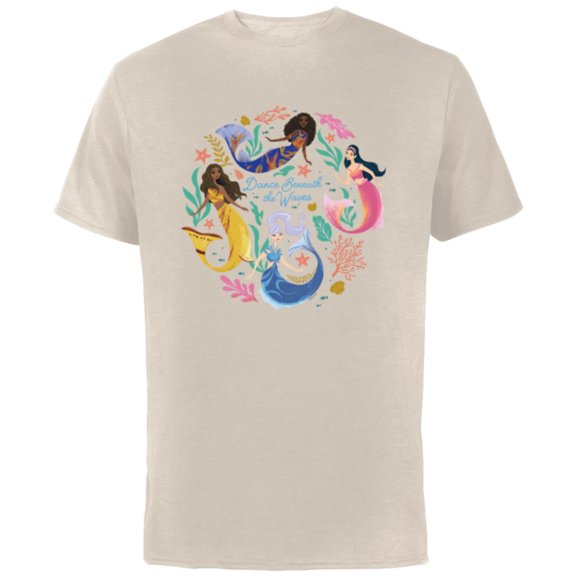 Disney The Little Mermaid Dance Beneath the Waves - Short Sleeve Cotton T-Shirt for Adults - Customized-Natural
